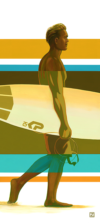 The Surfer Artwork by David A Zinn Hawaiian Surfing