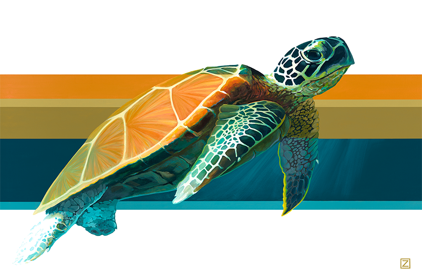 Honu Artwork by David A Zinn Hawaii Sea Turtle